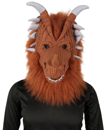 HPO Unisex Furry Monster 72-inch Full-Body Brown Beast Costume Set with Head Mask| Perfect for Halloween| Flame-retardant Synthetic Fabric