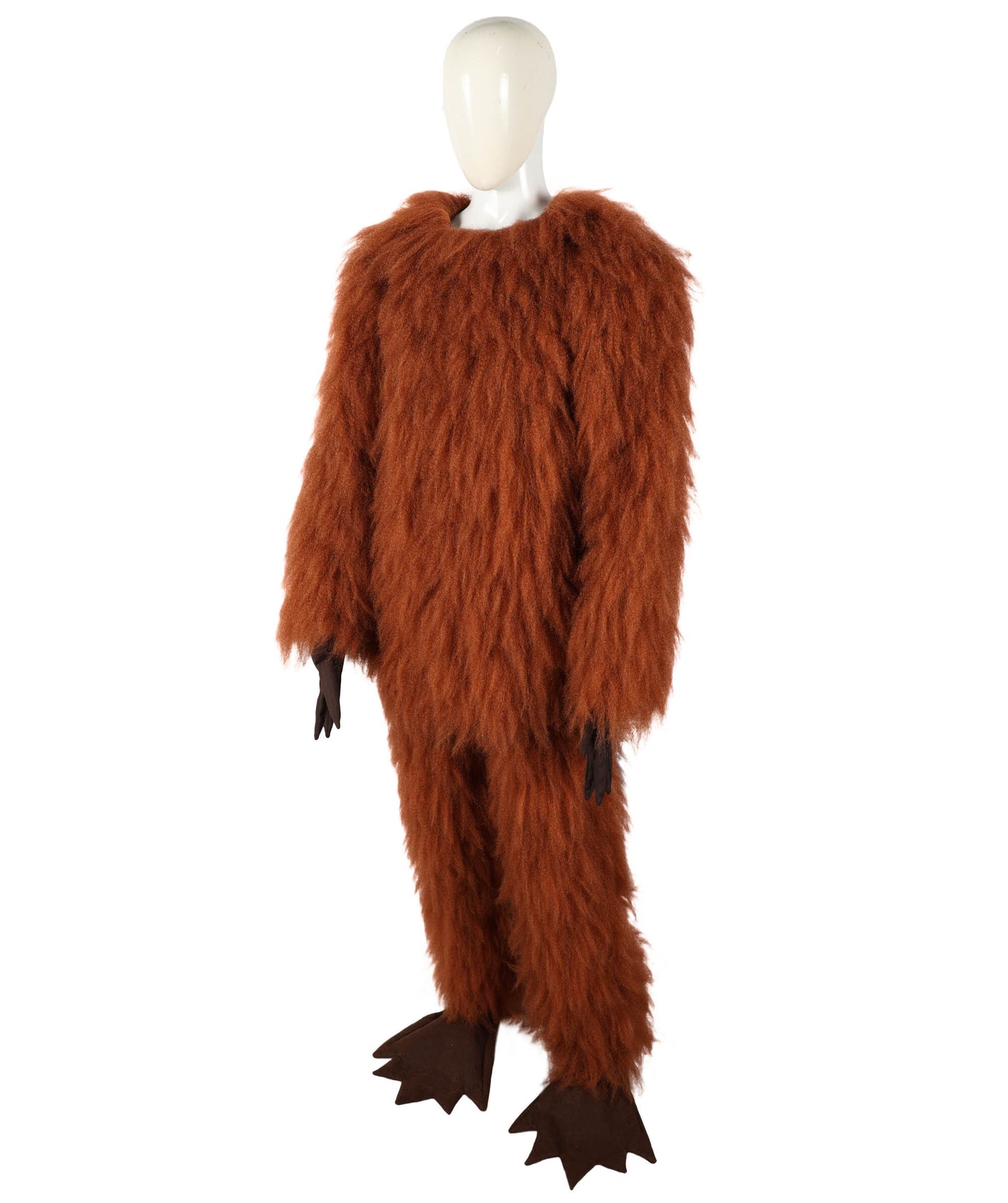 HPO Unisex Furry Monster 72-inch Full-Body Brown Beast Costume Set with Head Mask| Perfect for Halloween| Flame-retardant Synthetic Fabric