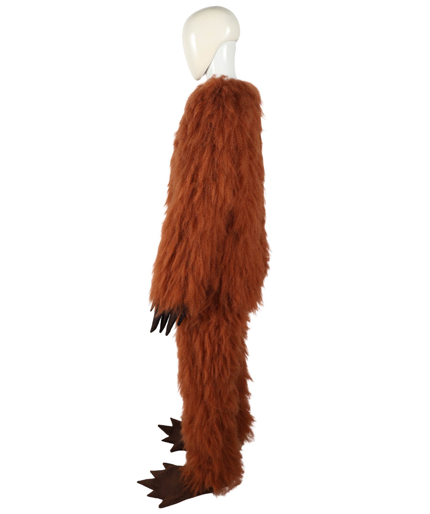 HPO Unisex Furry Monster 72-inch Full-Body Brown Beast Costume Set with Head Mask| Perfect for Halloween| Flame-retardant Synthetic Fabric