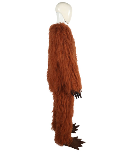 HPO Unisex Furry Monster 72-inch Full-Body Brown Beast Costume Set with Head Mask| Perfect for Halloween| Flame-retardant Synthetic Fabric