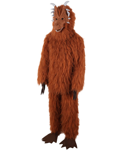 HPO Unisex Furry Monster 72-inch Full-Body Brown Beast Costume Set with Head Mask| Perfect for Halloween| Flame-retardant Synthetic Fabric