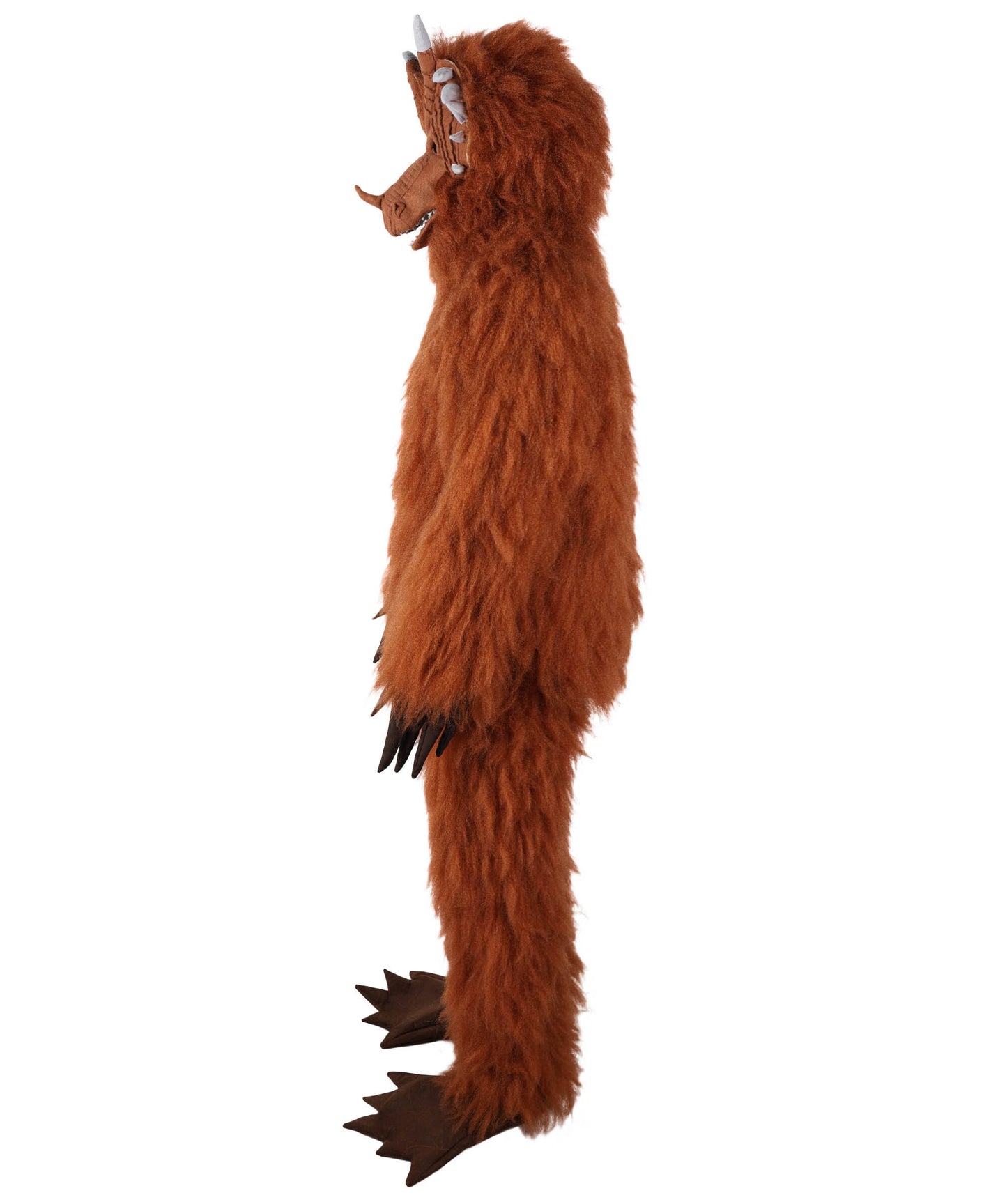 HPO Unisex Furry Monster 72-inch Full-Body Brown Beast Costume Set with Head Mask| Perfect for Halloween| Flame-retardant Synthetic Fabric