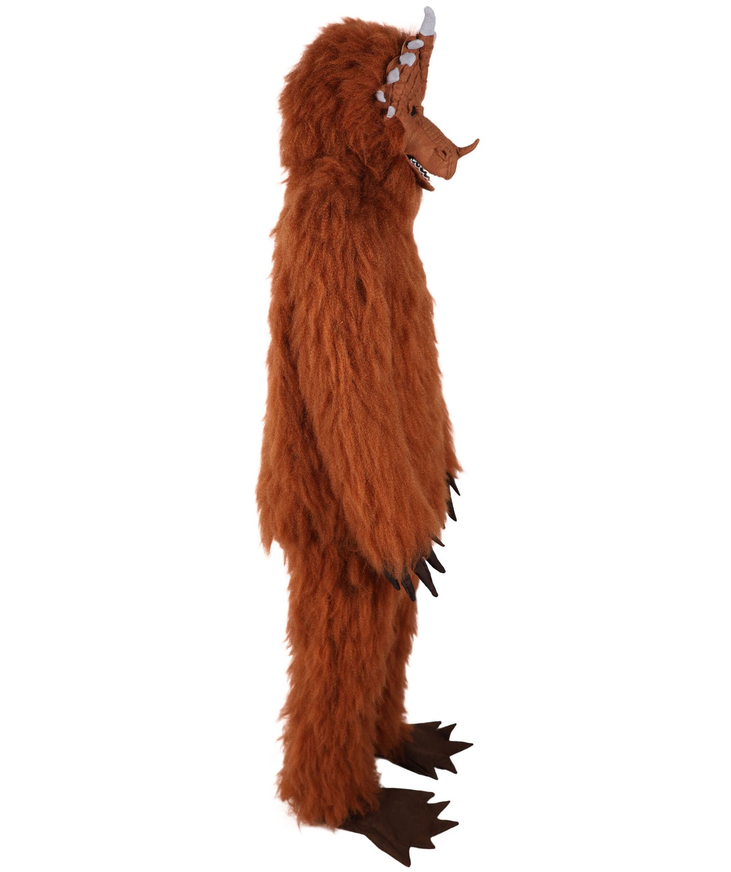 HPO Unisex Furry Monster 72-inch Full-Body Brown Beast Costume Set with Head Mask| Perfect for Halloween| Flame-retardant Synthetic Fabric