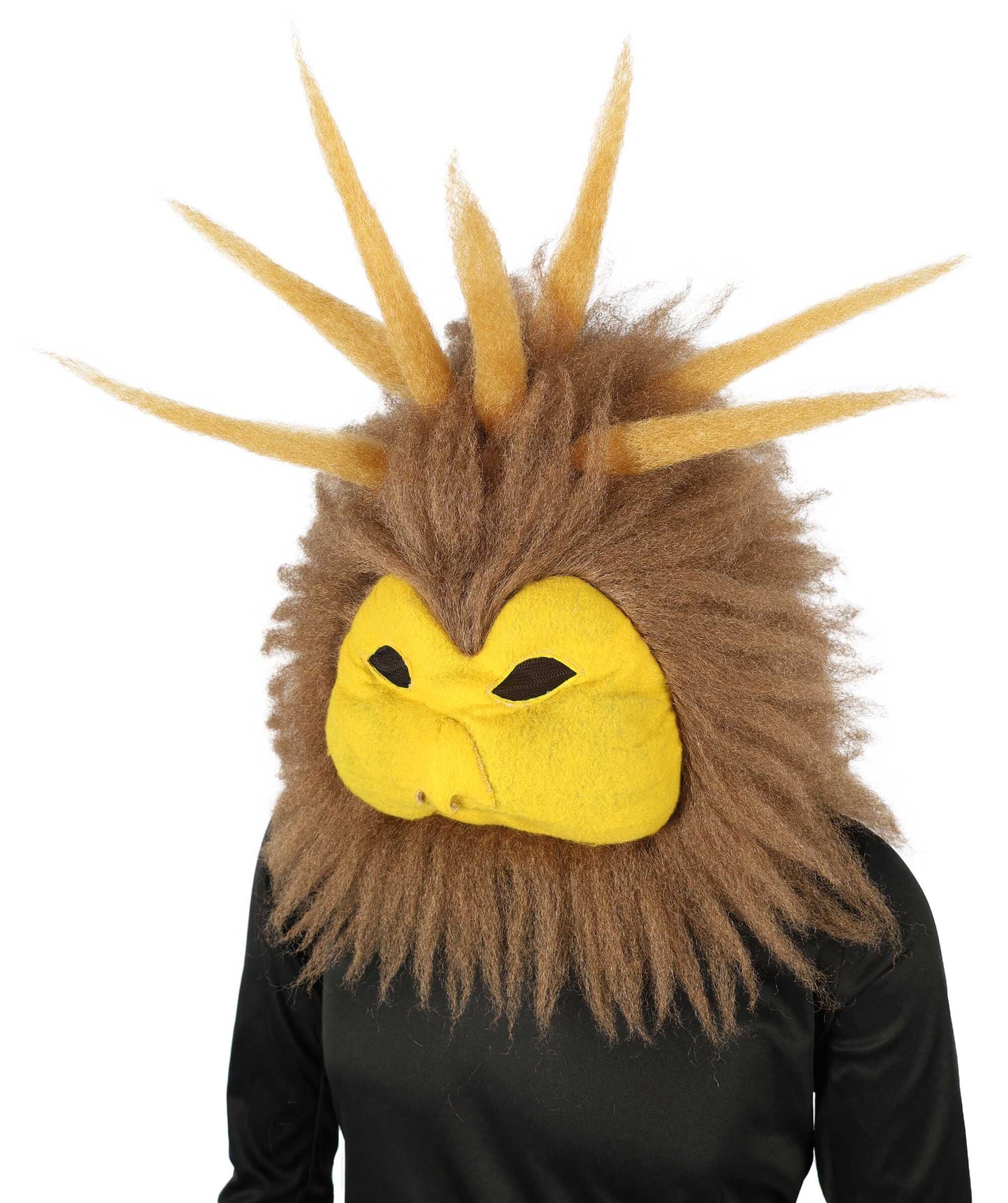 HPO Unisex Furry Brown & Yellow Bird Monster Costume Set with Head Mask| Perfect for Halloween| Flame-retardant Synthetic Fabric