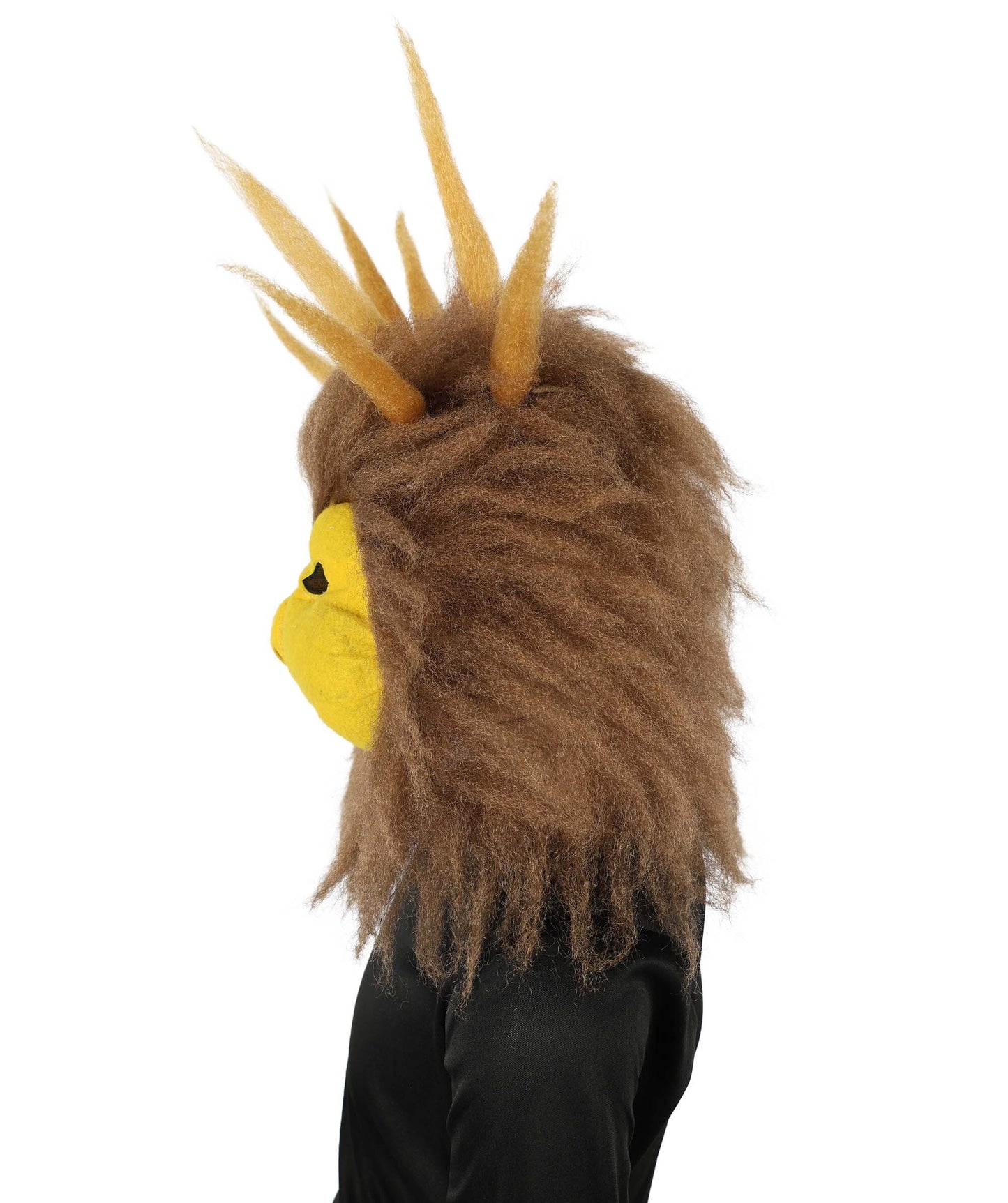 HPO Unisex Furry Brown & Yellow Bird Monster Costume Set with Head Mask| Perfect for Halloween| Flame-retardant Synthetic Fabric