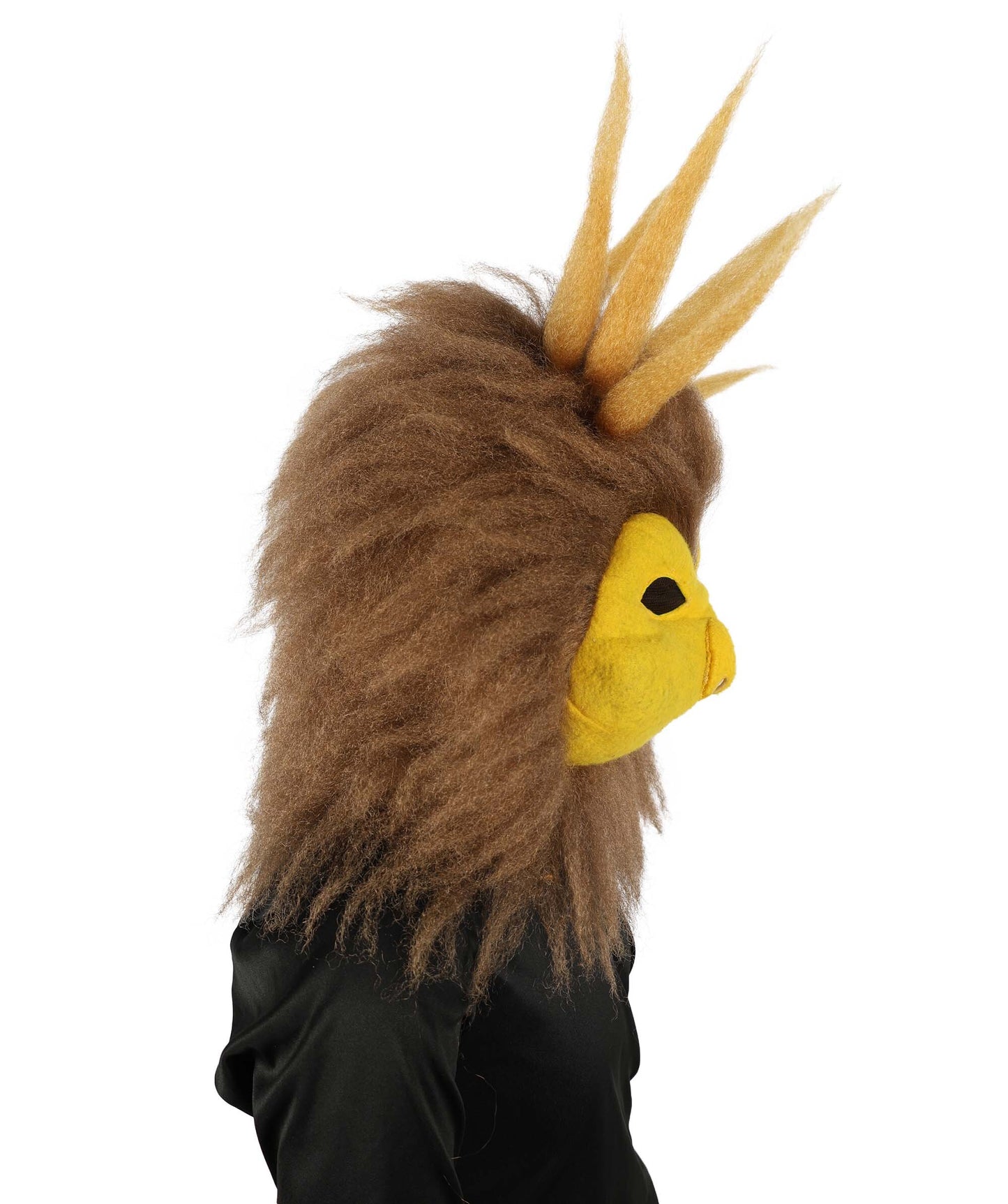 HPO Unisex Furry Brown & Yellow Bird Monster Costume Set with Head Mask| Perfect for Halloween| Flame-retardant Synthetic Fabric