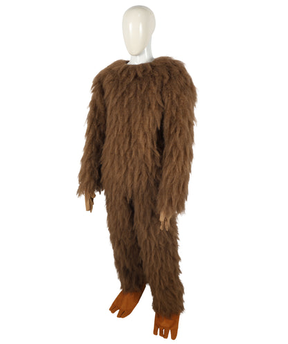 HPO Unisex Furry Brown & Yellow Bird Monster Costume Set with Head Mask| Perfect for Halloween| Flame-retardant Synthetic Fabric