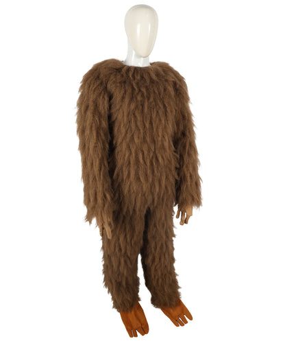 HPO Unisex Furry Brown & Yellow Bird Monster Costume Set with Head Mask| Perfect for Halloween| Flame-retardant Synthetic Fabric