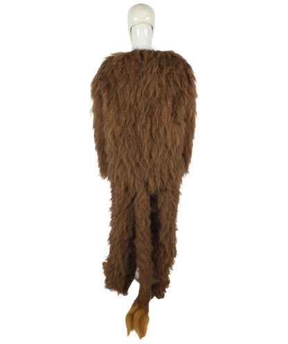 HPO Unisex Furry Brown & Yellow Bird Monster Costume Set with Head Mask| Perfect for Halloween| Flame-retardant Synthetic Fabric