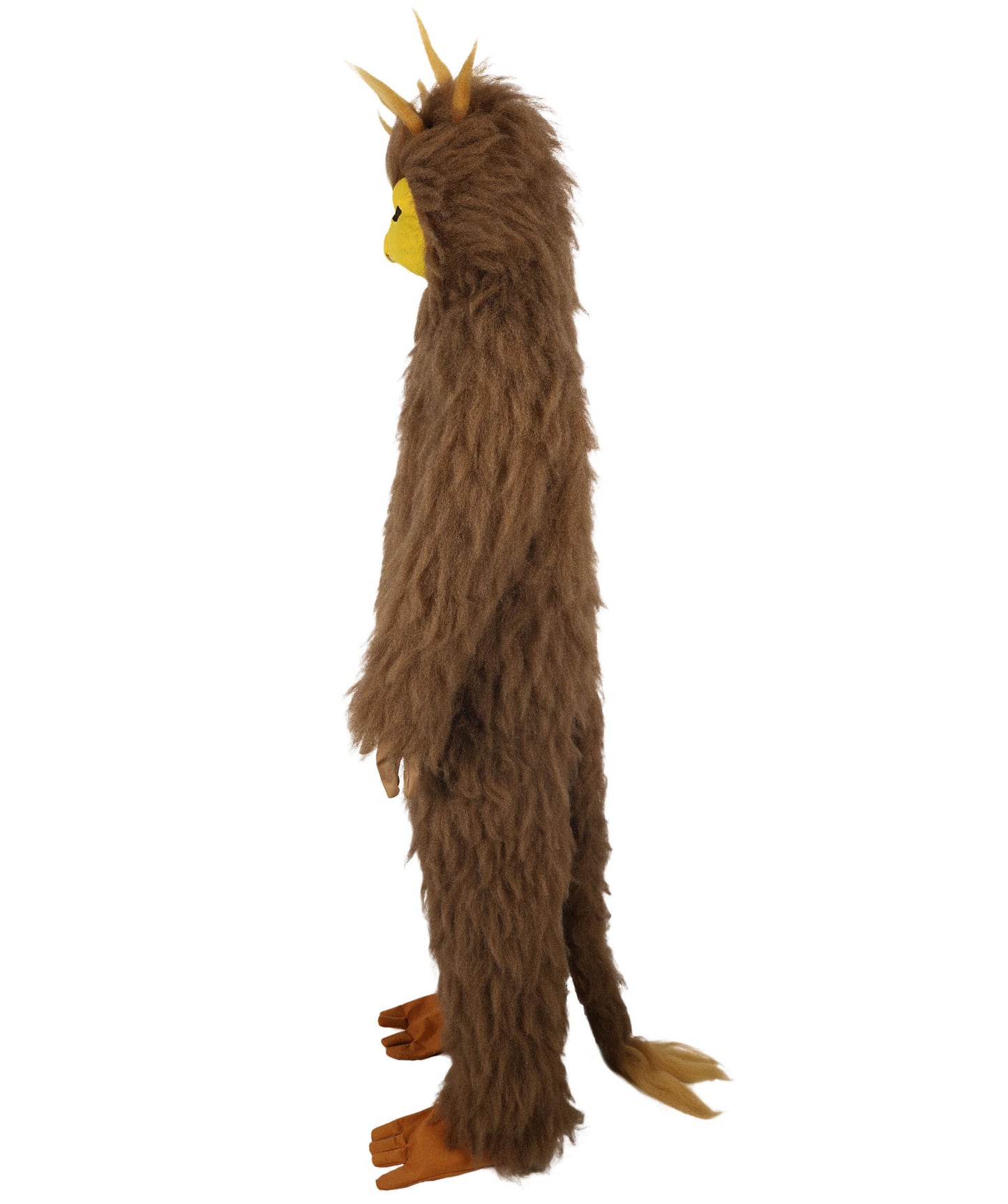 HPO Unisex Furry Brown & Yellow Bird Monster Costume Set with Head Mask| Perfect for Halloween| Flame-retardant Synthetic Fabric