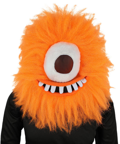 HPO Unisex Furry Orange One-Eyed Beast Monster Cyclops Costume Set with Head Mask| Perfect for Halloween| Flame-retardant Synthetic Fabric
