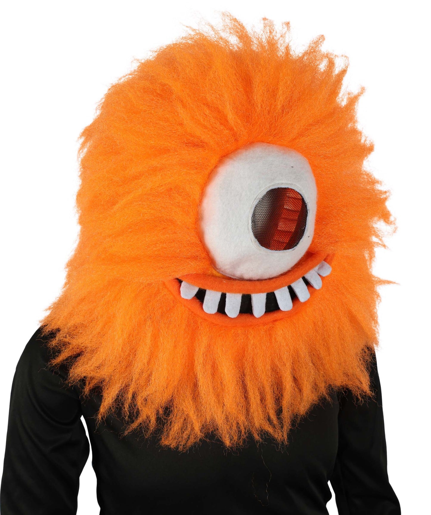 HPO Unisex Furry Orange One-Eyed Beast Monster Cyclops Costume Set with Head Mask| Perfect for Halloween| Flame-retardant Synthetic Fabric