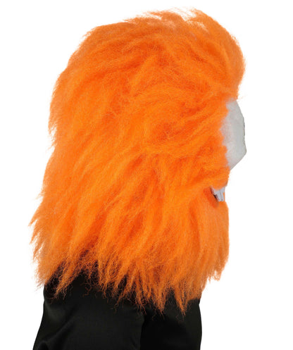 HPO Unisex Furry Orange One-Eyed Beast Monster Cyclops Costume Set with Head Mask| Perfect for Halloween| Flame-retardant Synthetic Fabric