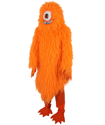 HPO Unisex Furry Orange One-Eyed Beast Monster Cyclops Costume Set with Head Mask| Perfect for Halloween| Flame-retardant Synthetic Fabric