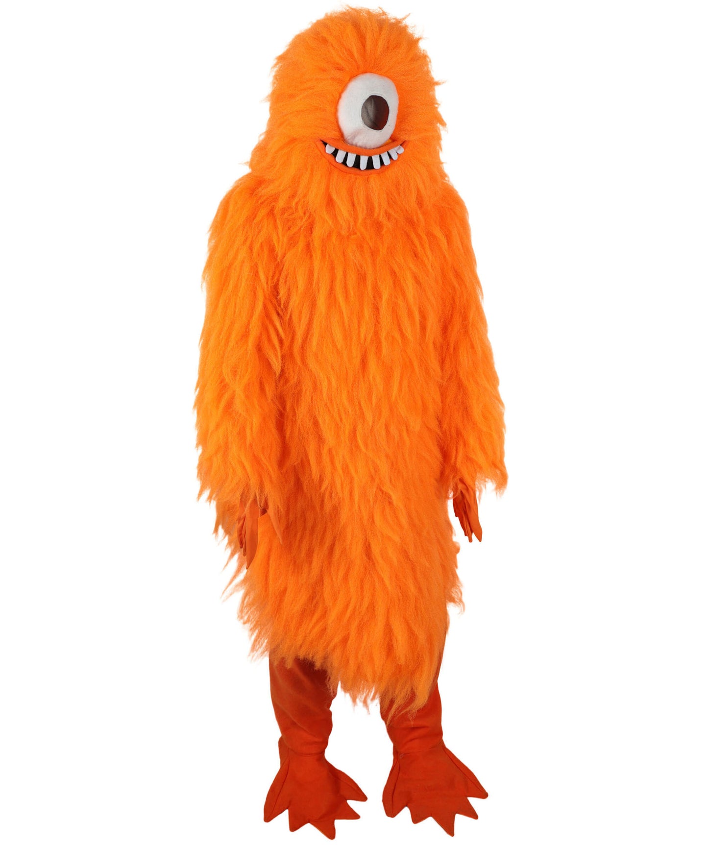 HPO Unisex Furry Orange One-Eyed Beast Monster Cyclops Costume Set with Head Mask| Perfect for Halloween| Flame-retardant Synthetic Fabric