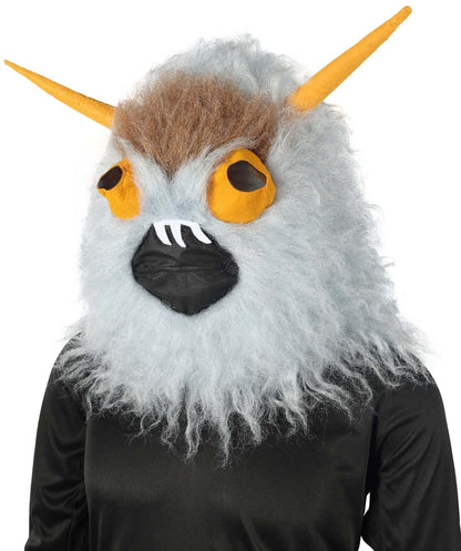 HPO Unisex Furry 75 Inch Blue Horned Multiple Monster Costume Set with Head Mask| Perfect for Halloween| Flame-retardant Synthetic Fabric