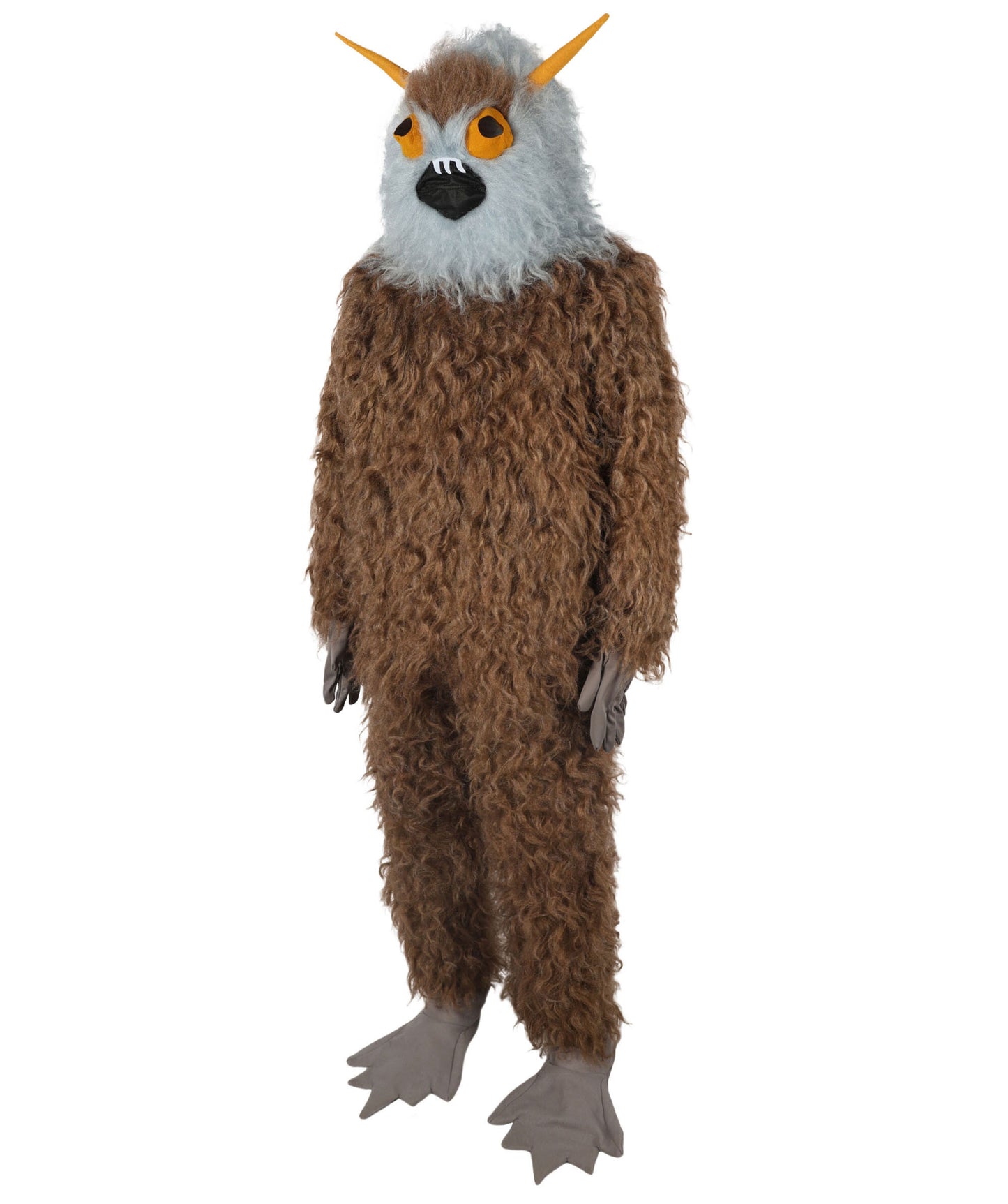 HPO Unisex Furry 75 Inch Blue Horned Multiple Monster Costume Set with Head Mask| Perfect for Halloween| Flame-retardant Synthetic Fabric