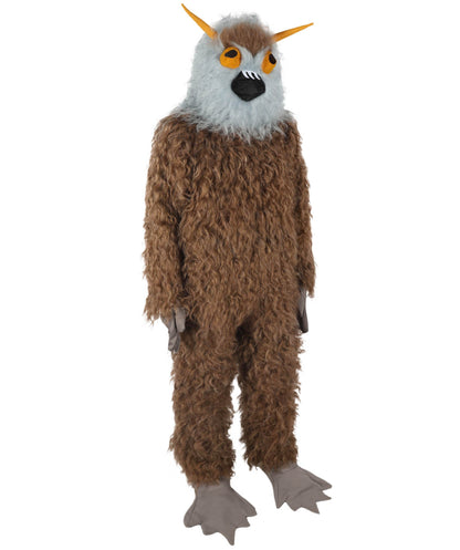 HPO Unisex Furry 75 Inch Blue Horned Multiple Monster Costume Set with Head Mask| Perfect for Halloween| Flame-retardant Synthetic Fabric