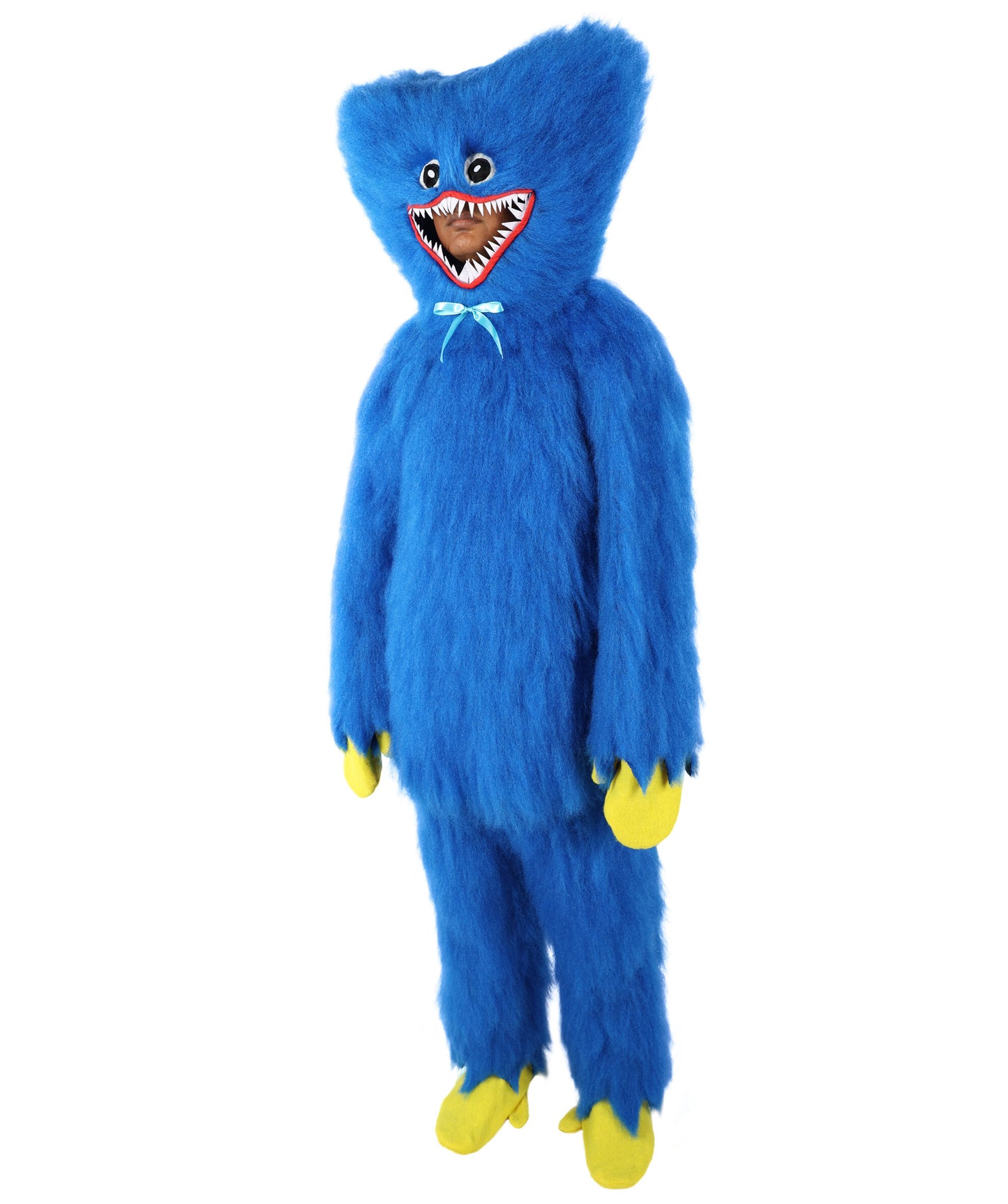HPO Adult Furry Blue Monster Full-Body Costume with Scary Mask| Perfect for Halloween| Flame-retardant Synthetic Fabric