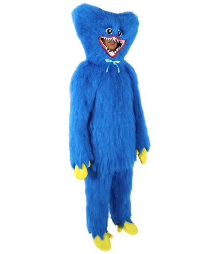 HPO Adult Furry Blue Monster Full-Body Costume with Scary Mask| Perfect for Halloween| Flame-retardant Synthetic Fabric