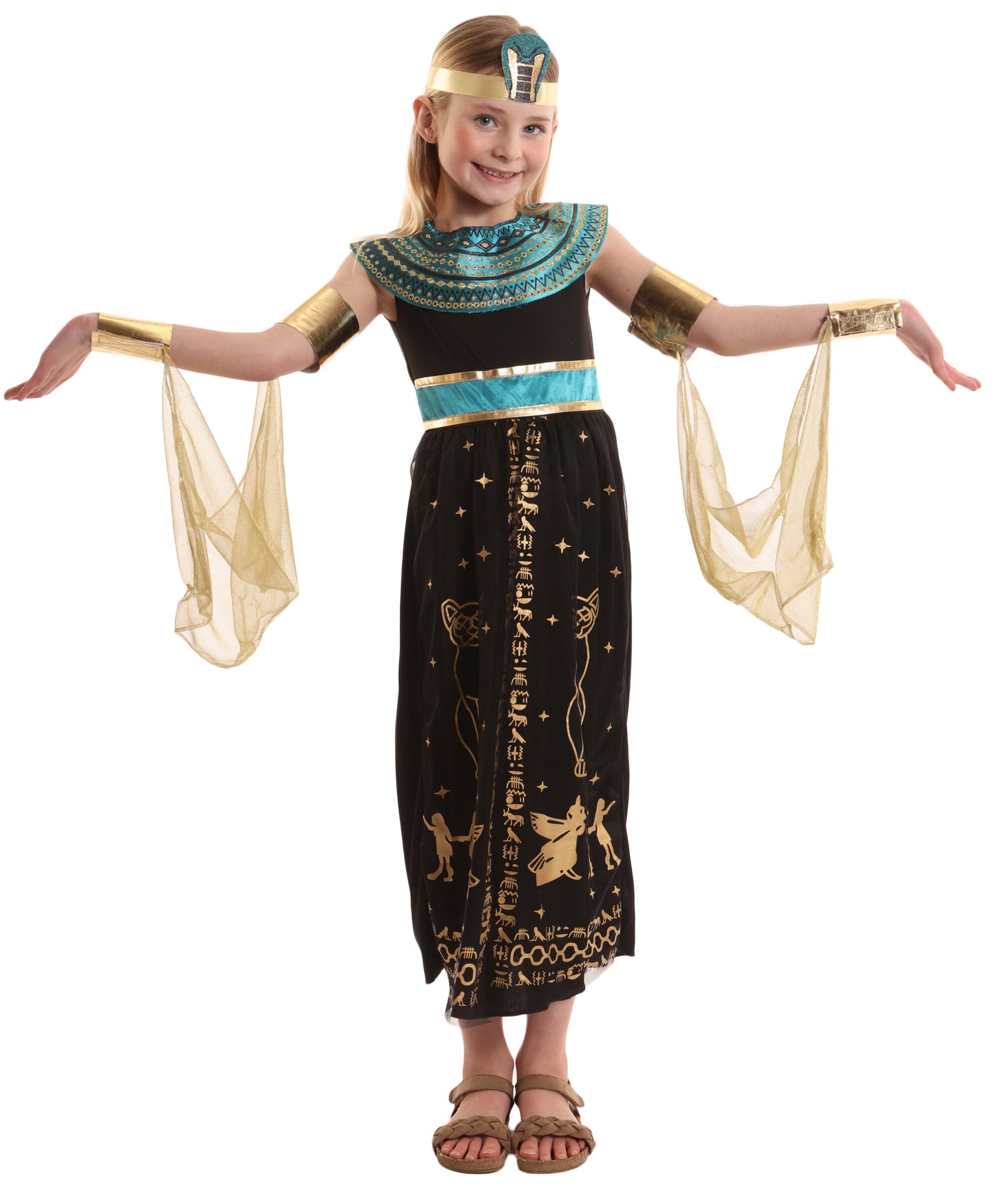 HPO Girl's Royal Black Cleopatra Costume | Suitable for Halloween | Flame-retardant Synthetic Fabric