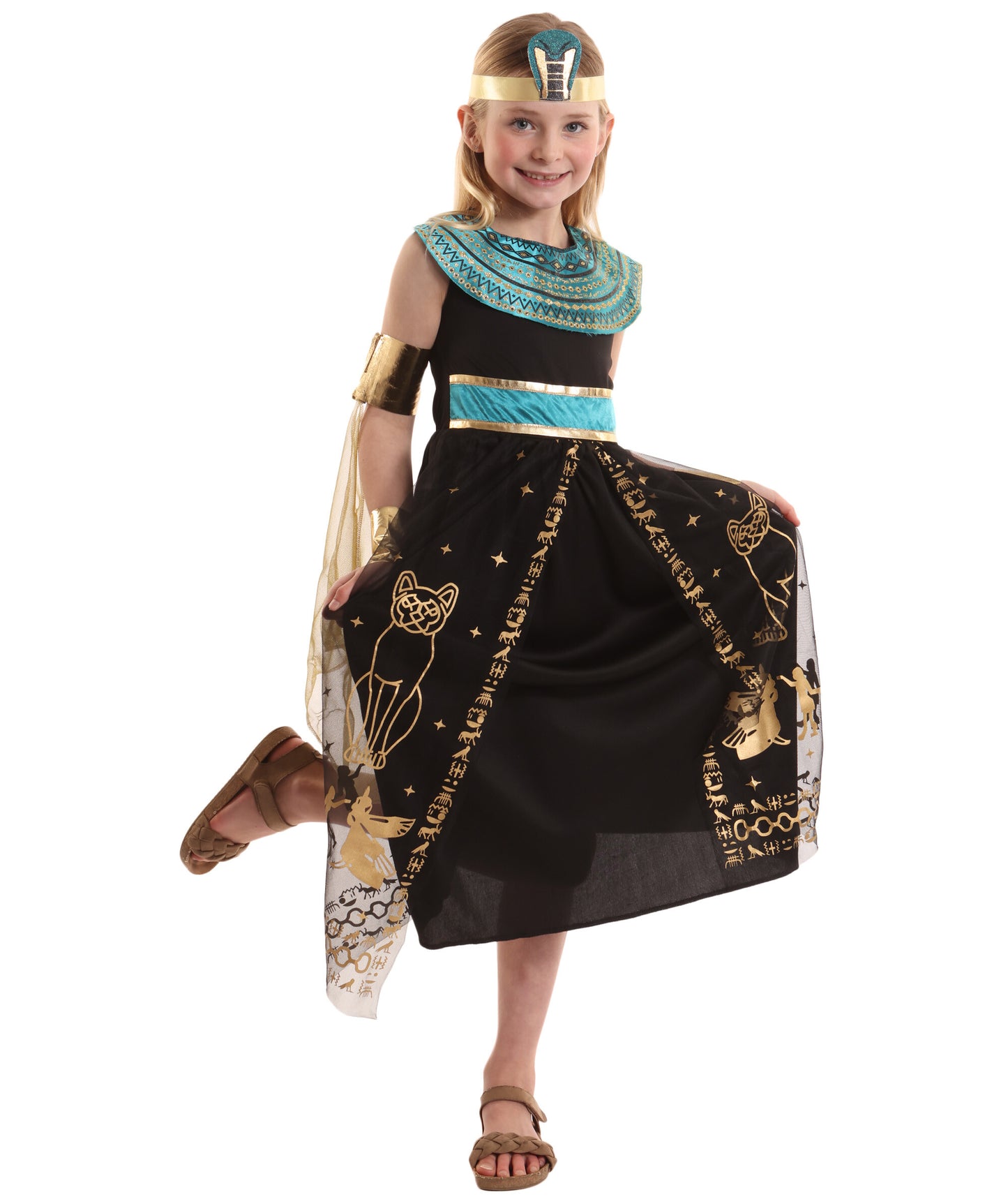 HPO Girl's Royal Black Cleopatra Costume | Suitable for Halloween | Flame-retardant Synthetic Fabric