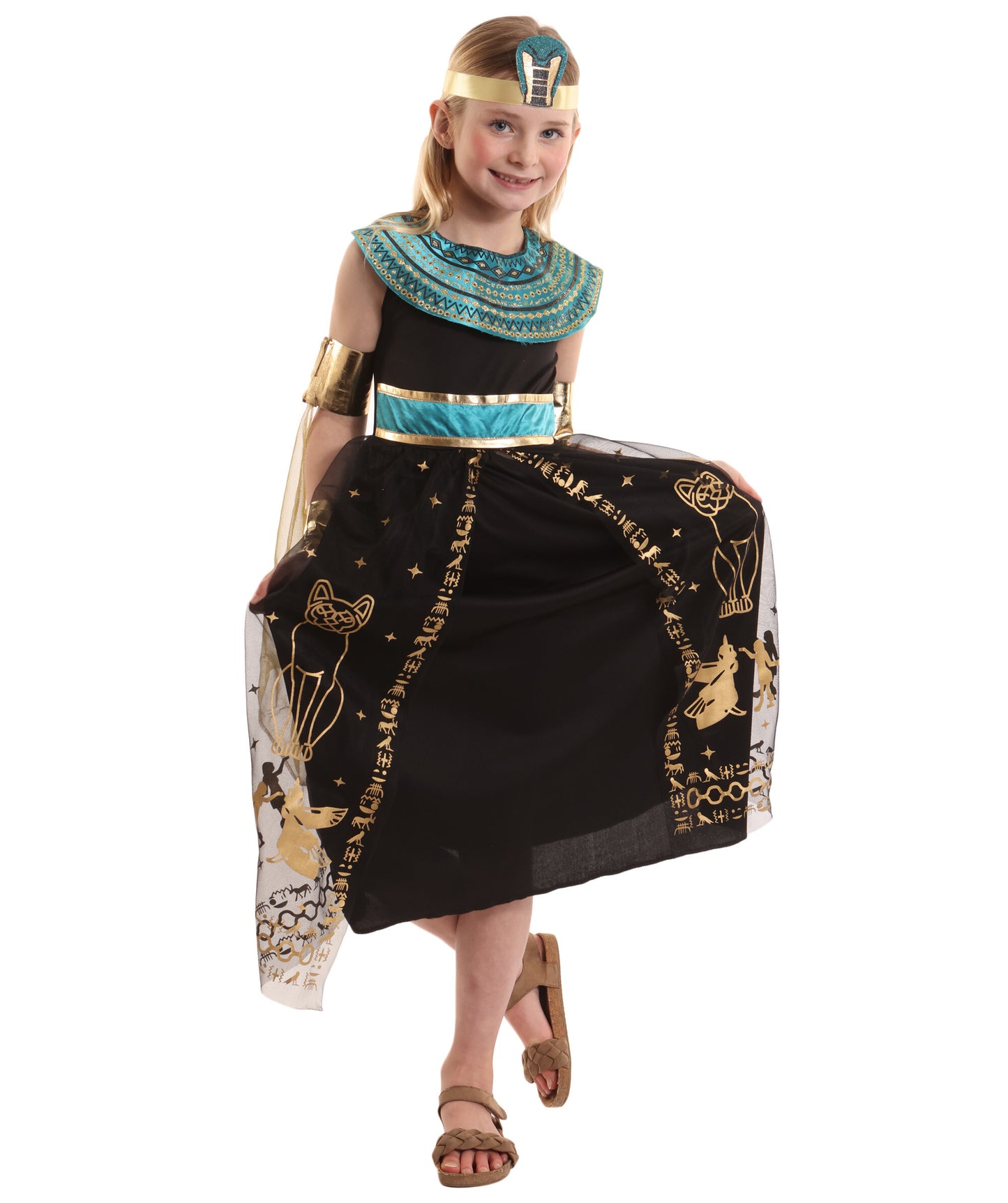 HPO Girl's Royal Black Cleopatra Costume | Suitable for Halloween | Flame-retardant Synthetic Fabric