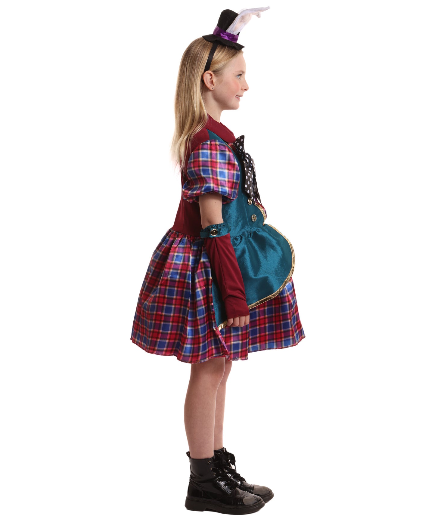 HPO Girls Fantasy Tea Party Mad Hatter Costume| Suitable for Halloween | Flame-retardant Synthetic Fabric