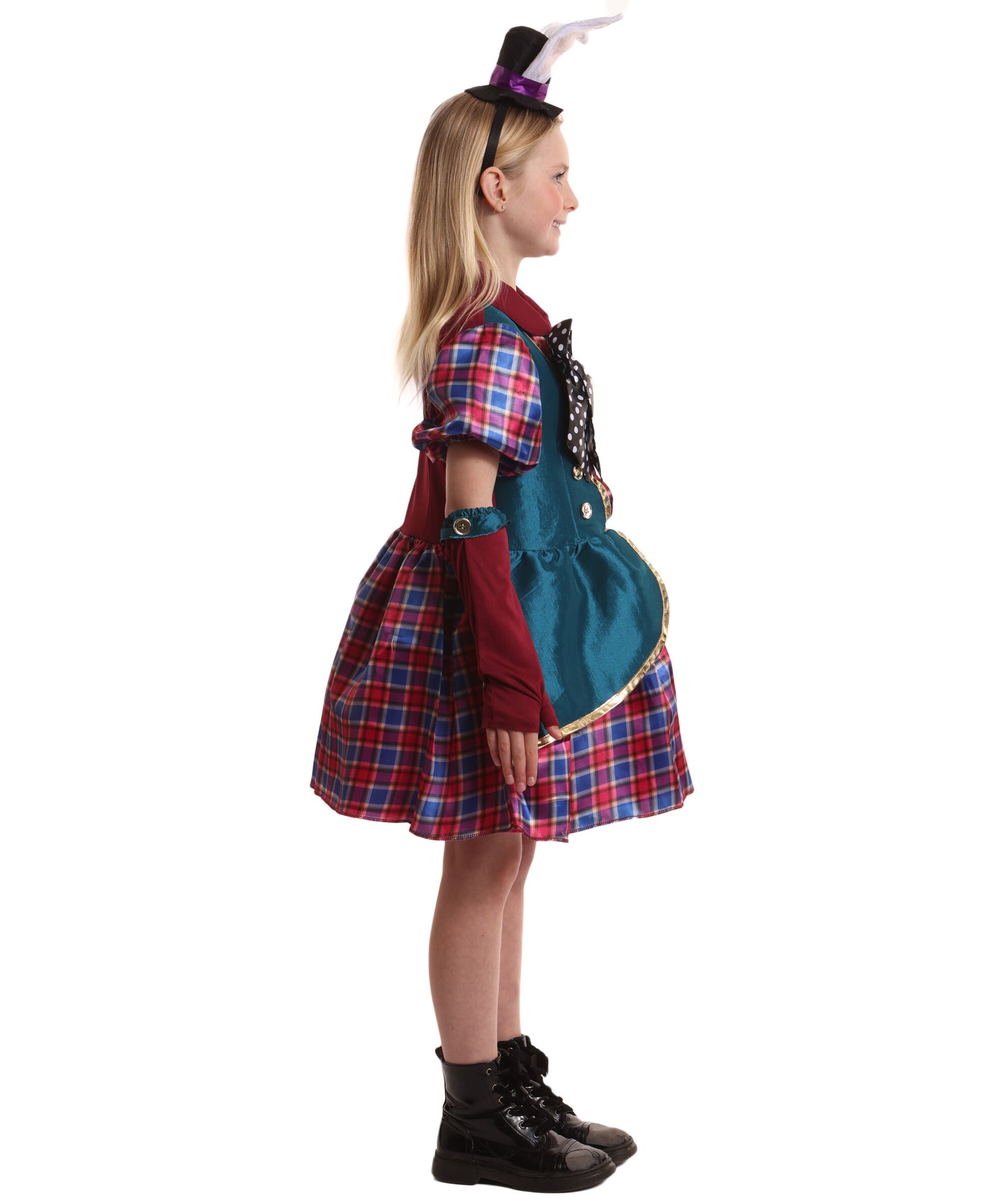 HPO Girls Fantasy Tea Party Mad Hatter Costume| Suitable for Halloween | Flame-retardant Synthetic Fabric