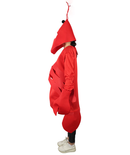 HPO Adult Unisex's Sea Creature Red Lobster Costume| Suitable for Halloween | Flame-retardant Synthetic Fabric
