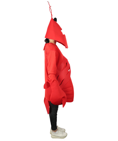 HPO Adult Unisex's Sea Creature Red Lobster Costume| Suitable for Halloween | Flame-retardant Synthetic Fabric