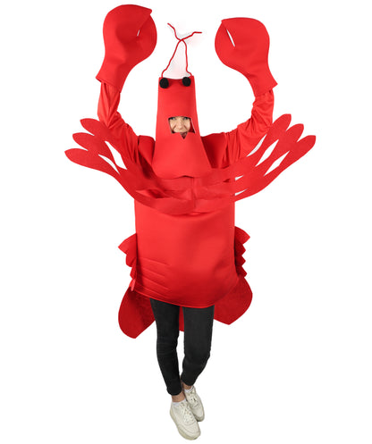 HPO Adult Unisex's Sea Creature Red Lobster Costume| Suitable for Halloween | Flame-retardant Synthetic Fabric