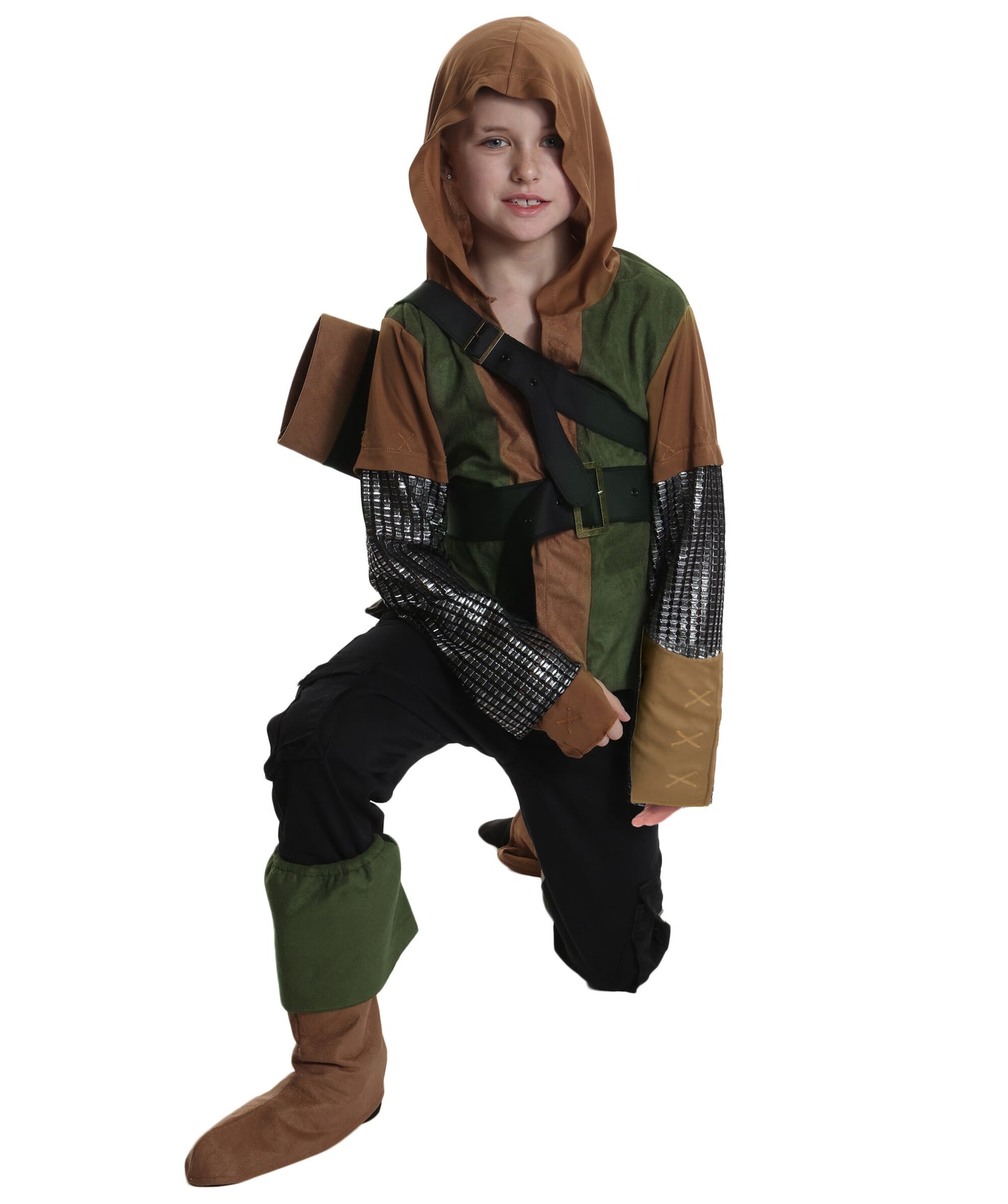 HPO Teen Brave Hunter Outlaw  Archer Costume| Suitable for Halloween | Flame-retardant Synthetic Fabric