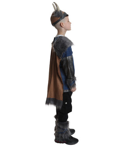 HPO teen Viking Warrior Costume| Suitable for Halloween | Flame-retardant Synthetic Fabric