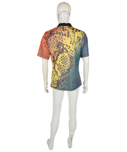 Men’s Vibrant Sports Lover’s T-Shirt and Wig Bundle | Bold Rainbow Mohawk Wig & Multicolor Performance Shirt