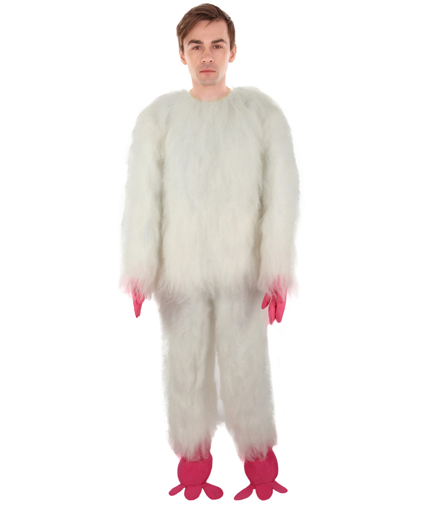 HPO Adult Fluffy Cyclops Yeti Monster Full Costume & Bundle Set with Head Mask | Perfect for Halloween| Flame-retardant Synthetic Fabric