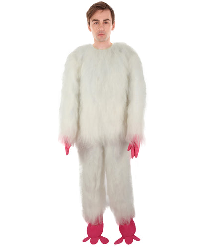 HPO Adult Fluffy Cyclops Yeti Monster Full Costume & Bundle Set with Head Mask | Perfect for Halloween| Flame-retardant Synthetic Fabric