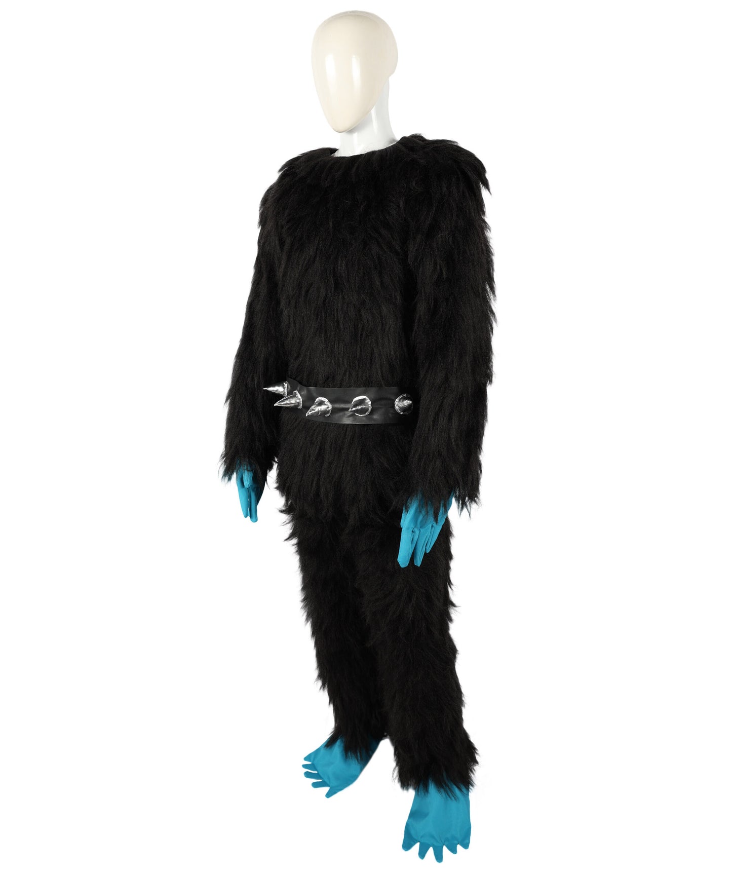 HPO Adult Full-Body Black and Blue Furry Monster Costume & Bundle Set with Head Mask | Perfect for Halloween| Flame-retardant Synthetic Fabric