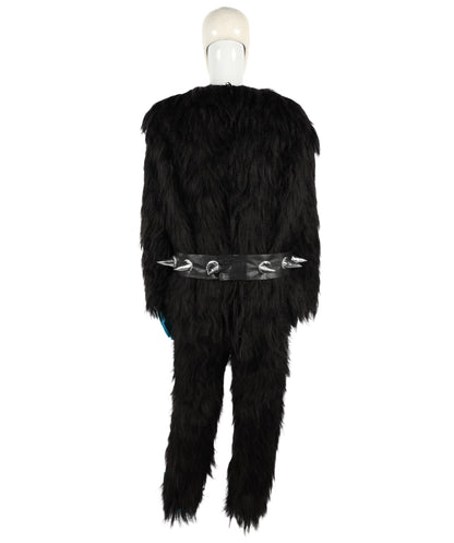 HPO Adult Full-Body Black and Blue Furry Monster Costume & Bundle Set with Head Mask | Perfect for Halloween| Flame-retardant Synthetic Fabric