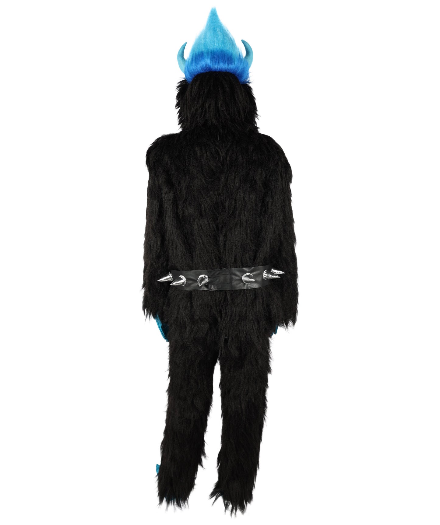 HPO Adult Full-Body Black and Blue Furry Monster Costume & Bundle Set with Head Mask | Perfect for Halloween| Flame-retardant Synthetic Fabric