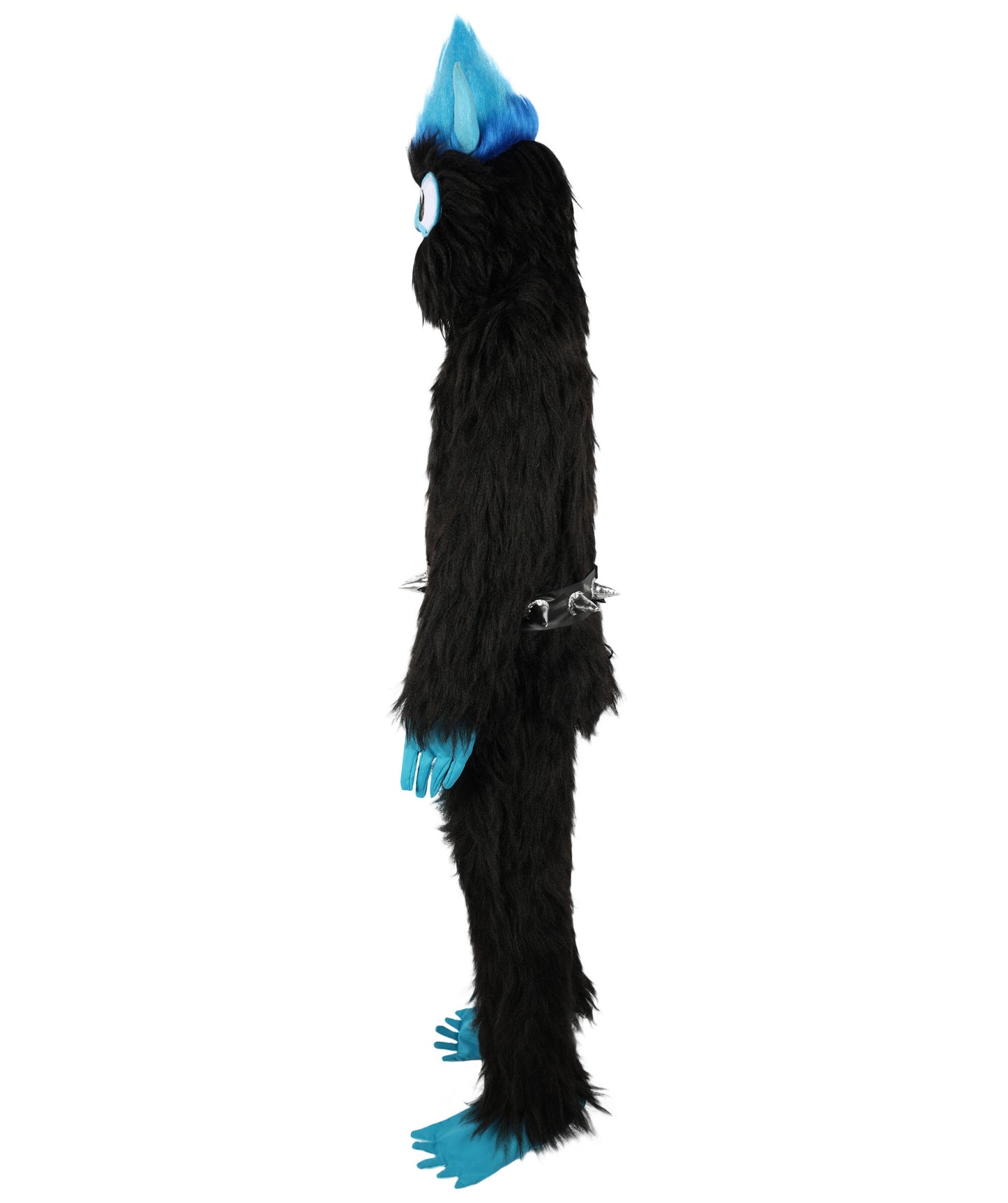 HPO Adult Full-Body Black and Blue Furry Monster Costume & Bundle Set with Head Mask | Perfect for Halloween| Flame-retardant Synthetic Fabric