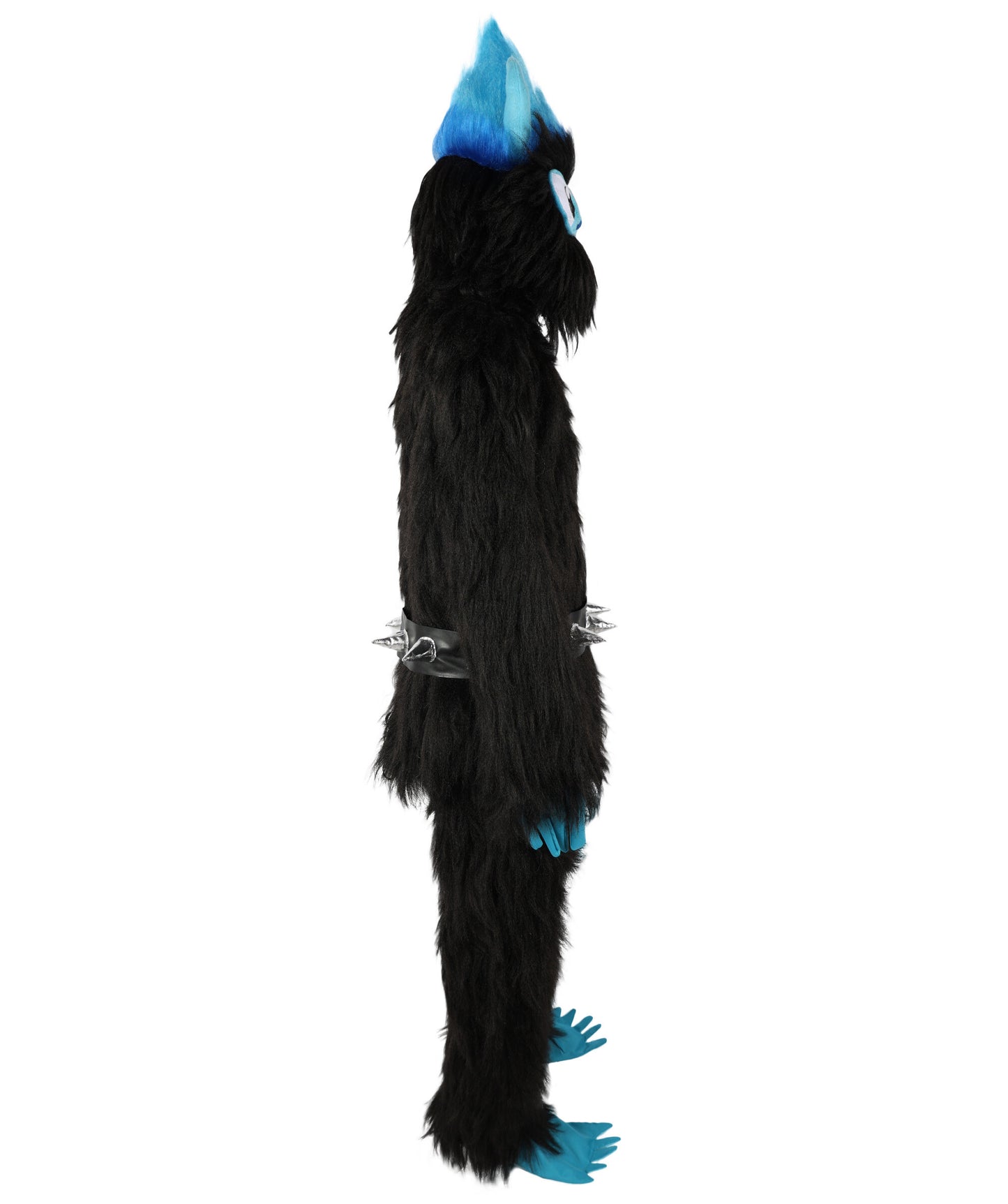 HPO Adult Full-Body Black and Blue Furry Monster Costume & Bundle Set with Head Mask | Perfect for Halloween| Flame-retardant Synthetic Fabric