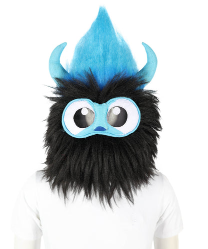 HPO Adult Full-Body Black and Blue Furry Monster Costume & Bundle Set with Head Mask | Perfect for Halloween| Flame-retardant Synthetic Fabric