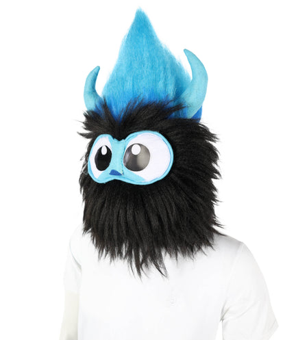 HPO Adult Full-Body Black and Blue Furry Monster Costume & Bundle Set with Head Mask | Perfect for Halloween| Flame-retardant Synthetic Fabric