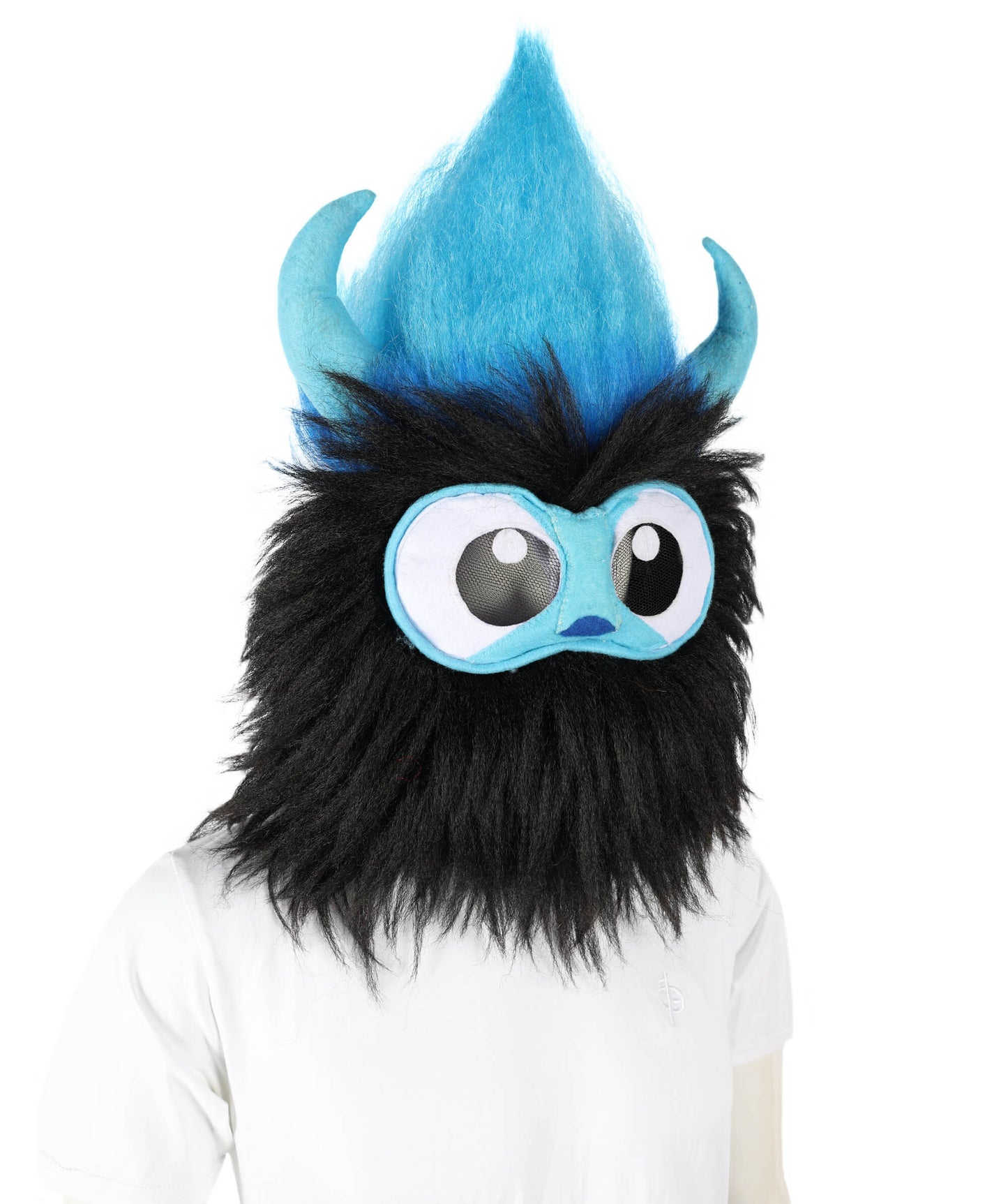 HPO Adult Full-Body Black and Blue Furry Monster Costume & Bundle Set with Head Mask | Perfect for Halloween| Flame-retardant Synthetic Fabric