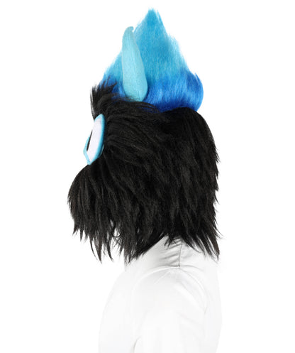 HPO Adult Full-Body Black and Blue Furry Monster Costume & Bundle Set with Head Mask | Perfect for Halloween| Flame-retardant Synthetic Fabric