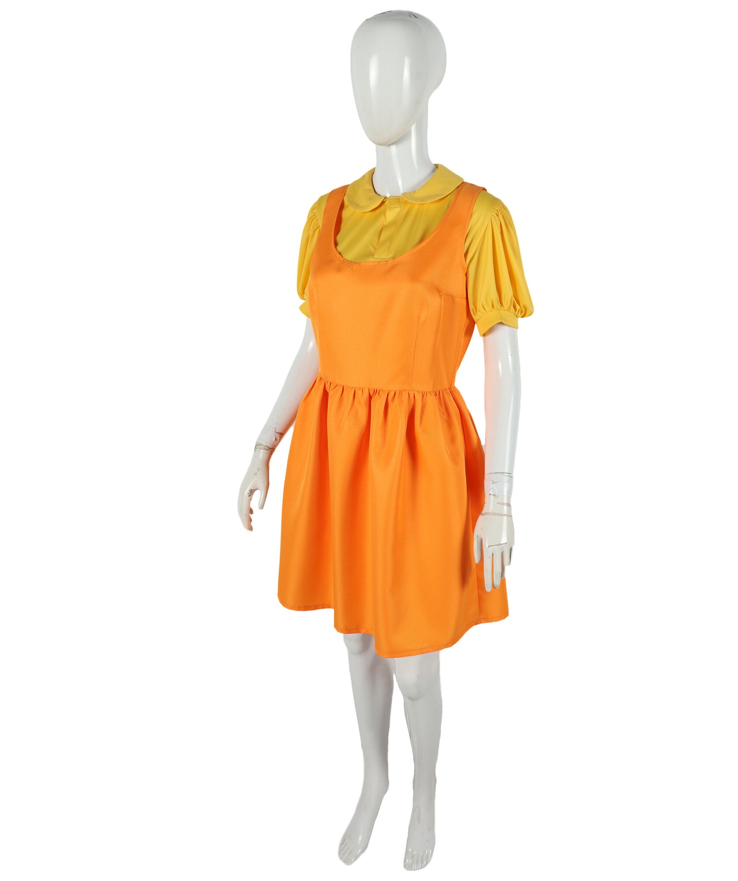 HPO Adult Women K-Drama Survival Game TV Show Giant Doll Orange Costume| Ideal for Cosplay Halloween & Themed Parties | Flame-retardant Synthetic Fabric