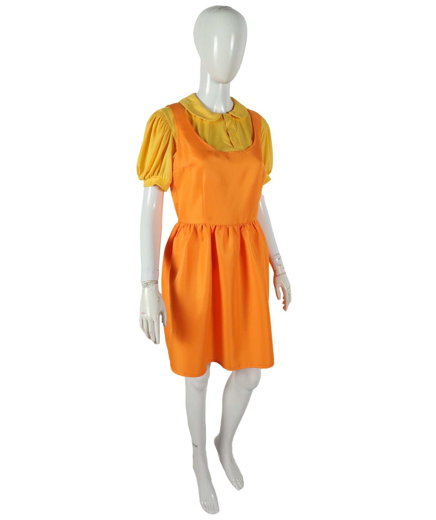HPO Adult Women K-Drama Survival Game TV Show Giant Doll Orange Costume| Ideal for Cosplay Halloween & Themed Parties | Flame-retardant Synthetic Fabric