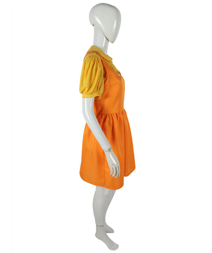 HPO Adult Women K-Drama Survival Game TV Show Giant Doll Orange Costume| Ideal for Cosplay Halloween & Themed Parties | Flame-retardant Synthetic Fabric