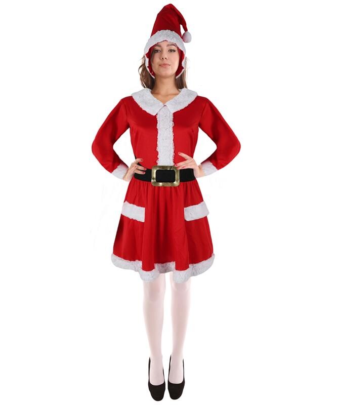 HPO Adult Women’s Inflatable Santa Dress Costume with Hat | Fun Holiday Party Outfit